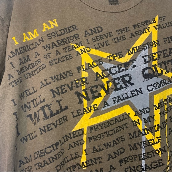 U.S. Army Mens XL Brown Logo T-Shirt I am an American Soldier Soldier's Creed - Picture 6 of 6